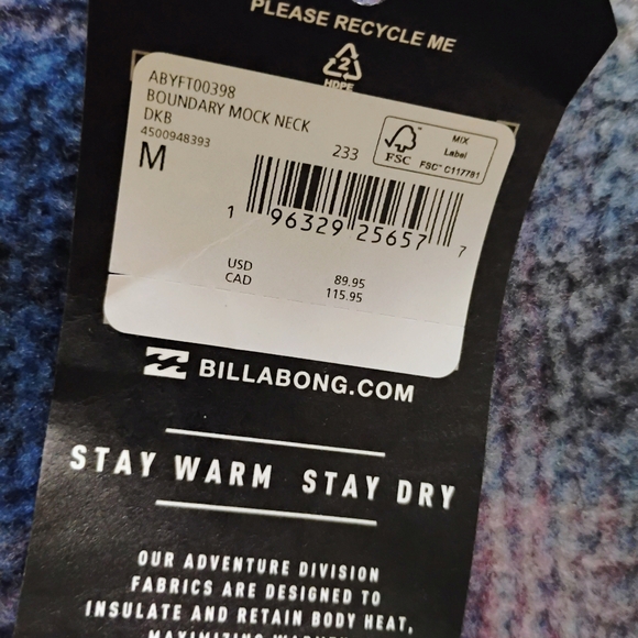 BILLABONG NEW Boundary Mock Neck Fleece Jacket - Picture 12 of 13